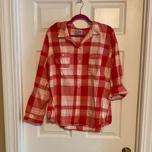 NWT Soft Red Plaid Flannel Button Down Shirt